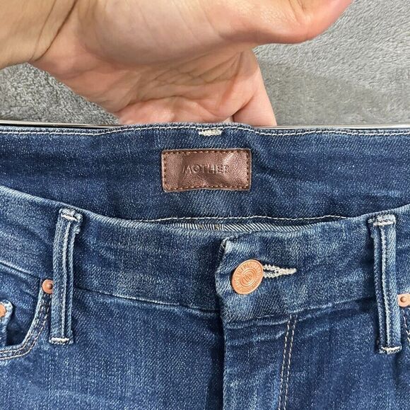 Mother The Looker Two Step Ankle Fray Skunk At The Tea Party Skinny Jeans 27 - Picture 3 of 12